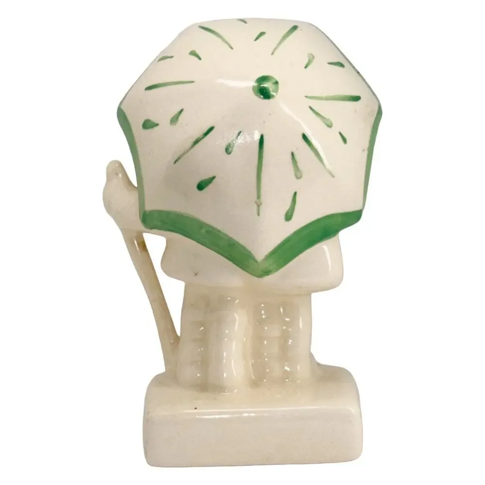 Dutch Boy Girl Walking in Rain Umbrella Ceramic Figurine Vintage